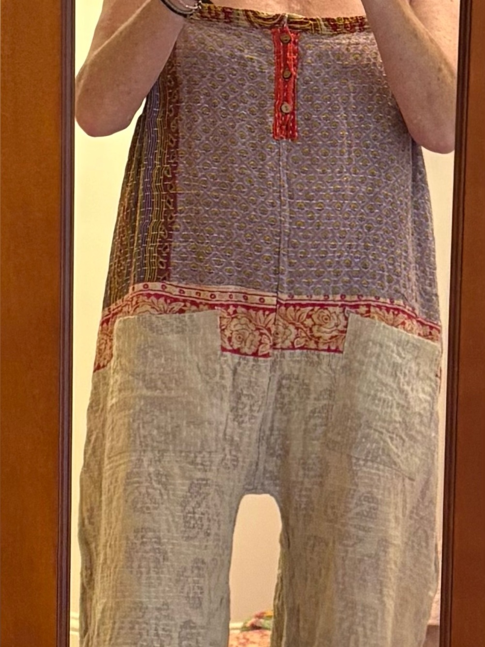 Kantha Patchwork Cream & Lavender Harem Jumpsuit Reversible NWT - Picture 5 of 16